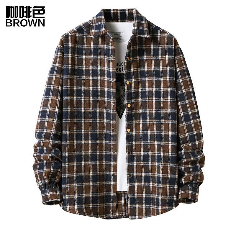 2025 Europe and America cross border Autumn New American flannel plaid shirt men's style coat shirt