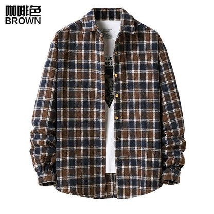 2025 Europe and America cross border Autumn New American flannel plaid shirt men's style coat shirt