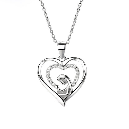 925 sterling silver mother and child hug necklace female with Hearts pendant clavicle chain versatile High Sense Mother's Day gifts for moms