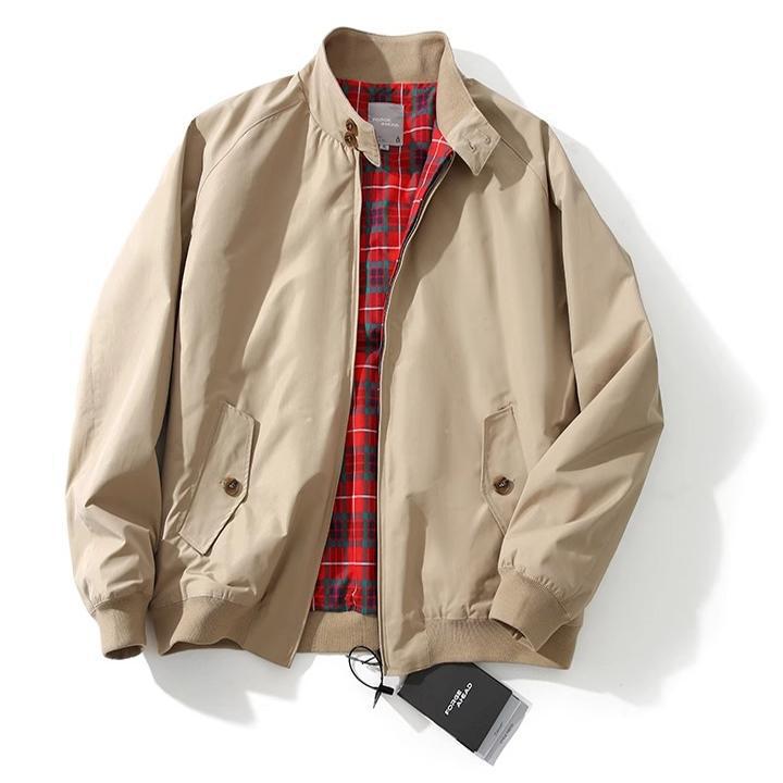 American Retro Tough Guy Bomber Jacket 3M Harrington Tooling Spring And Autumn Solid Color All-match Vertical Collar Three-proof Jacket For Men