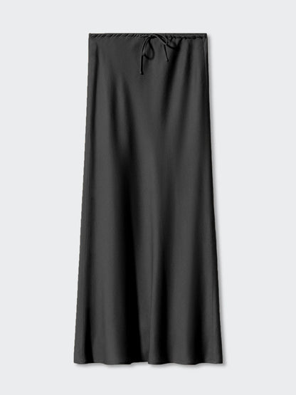 2024 Amazon high quality satin maxi dress high waist drawstring lace up solid skirt women cross-border women's clothing in stock