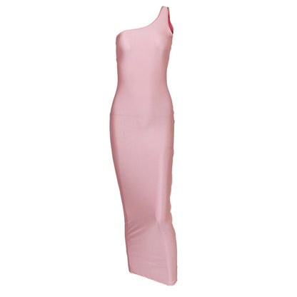 2022 European American summer new foreign trade women's clothing fashion one-shoulder sleeveless maxi dress slim-fit sexy figure flattering dress