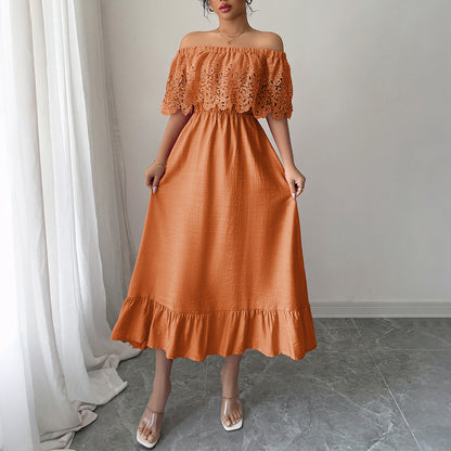Diyun cross-border European and American elegant elegant A- line Waist Maxi dress women's clothing 2025 summer Amazon independent station