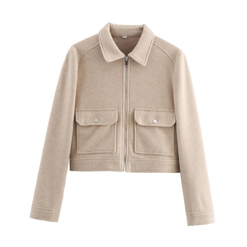Cross-border autumn Europe and America cross border women's clothing street fashion casual soft woolen jacket coat