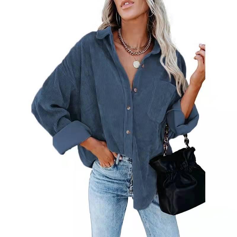 Amazon independent station hot sale 2022 autumn and winter New Europe and America cross border Foreign Trade women's long sleeved shirt shirt for women