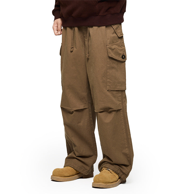 Jie Zhan men's clothing | Azut dyed paratrooper overalls fall 2025 retro Street Tide brand loose parachute pants