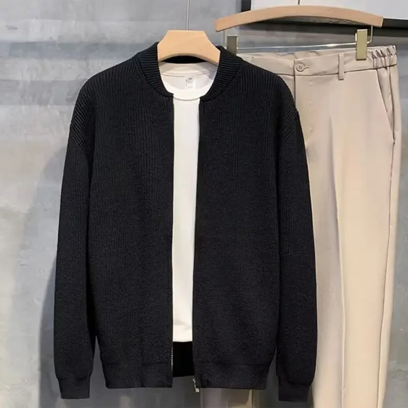 Slim-fit zipper pairs trendy sweater men's 2024 cardigan design men's Spring and Autumn Tide coat sweater Korean style