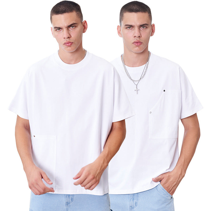 Heavy fashion brand cotton short-sleeved T-shirt men's and women's same fashion solid color T-shirt popular clothes design new top