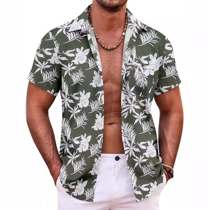 Men's Hawaiian shirt short sleeve button shirt tropical summer beach blouse casual floral Hawaiian shirt