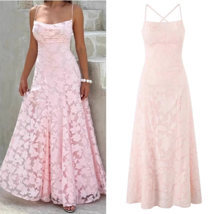 Vrouwelijke Franse romantische kanten jurk met veter rug