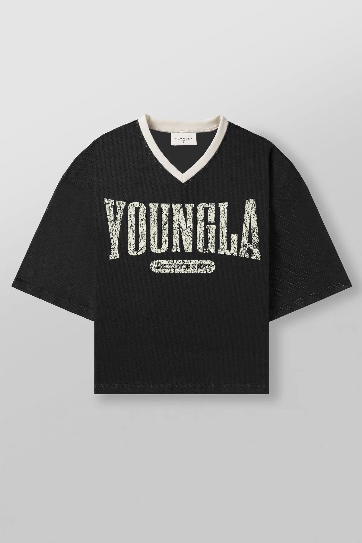 YOUNGLA American fashion brand oversized T-shirt men's exercise workout quick-drying breathable large mesh printed short-sleeved top
