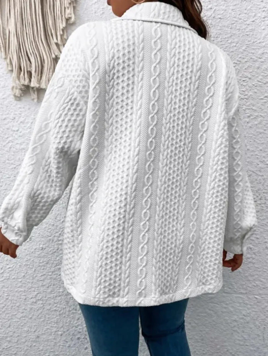 2023 Amazon Women's jacquard drop shoulder button long sleeve casual shirt comfortable coat