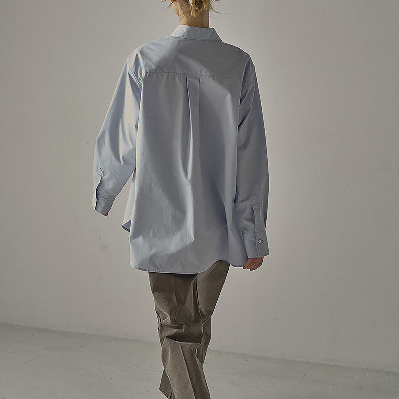 2025 autumn high-grade cotton shirt Women's Korean-style ins loose stylish design commute style long-sleeved shirt