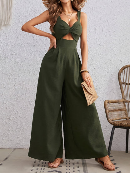 72891# Amazon Europe and America cross border 2024 graceful and fashionable women's sling wide leg jumpsuit