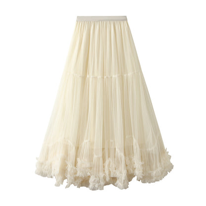 Oversized swing design fashion mesh skirt sweet fungus lace A- line large hem pettiskirt 4932
