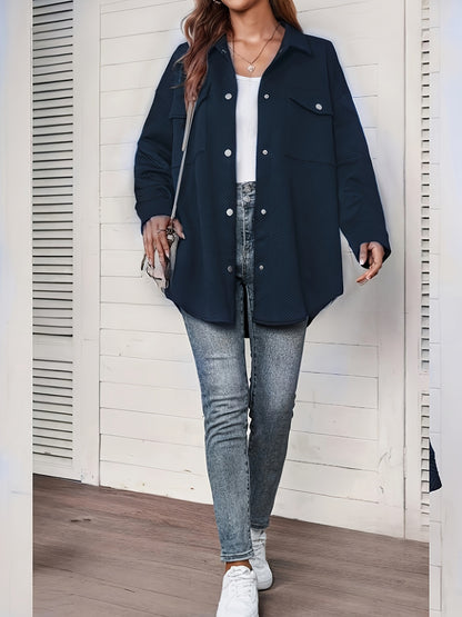Europe and America cross border Amazon women's long sleeve texture loose casual fashion shirt coat female
