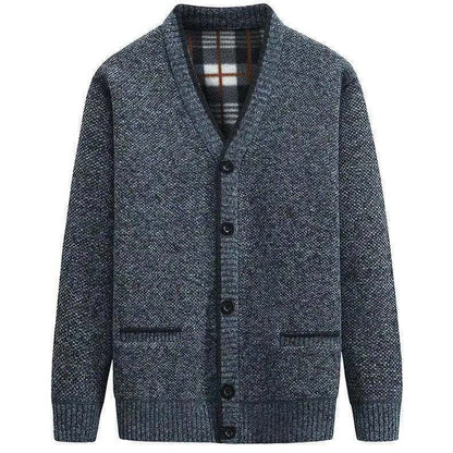 Men's Velvet Sweater Cardigan V Neck