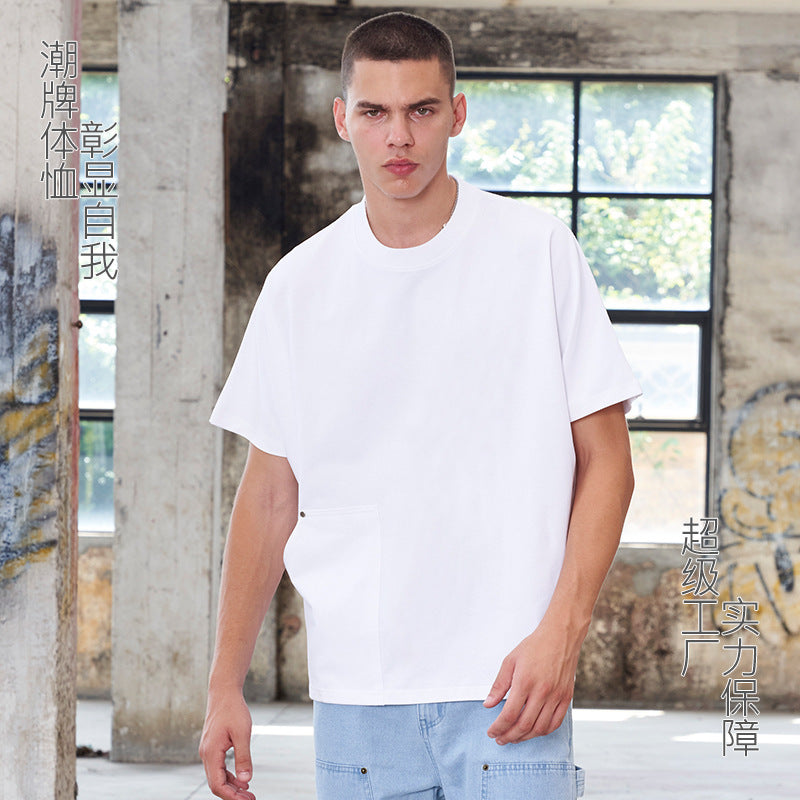 Heavy fashion brand cotton short-sleeved T-shirt men's and women's same fashion solid color T-shirt popular clothes design new top
