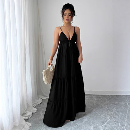 Cross-border European and American elegant sling High sense maxi dress women's clothing 2025 spring and summer Amazon independent station