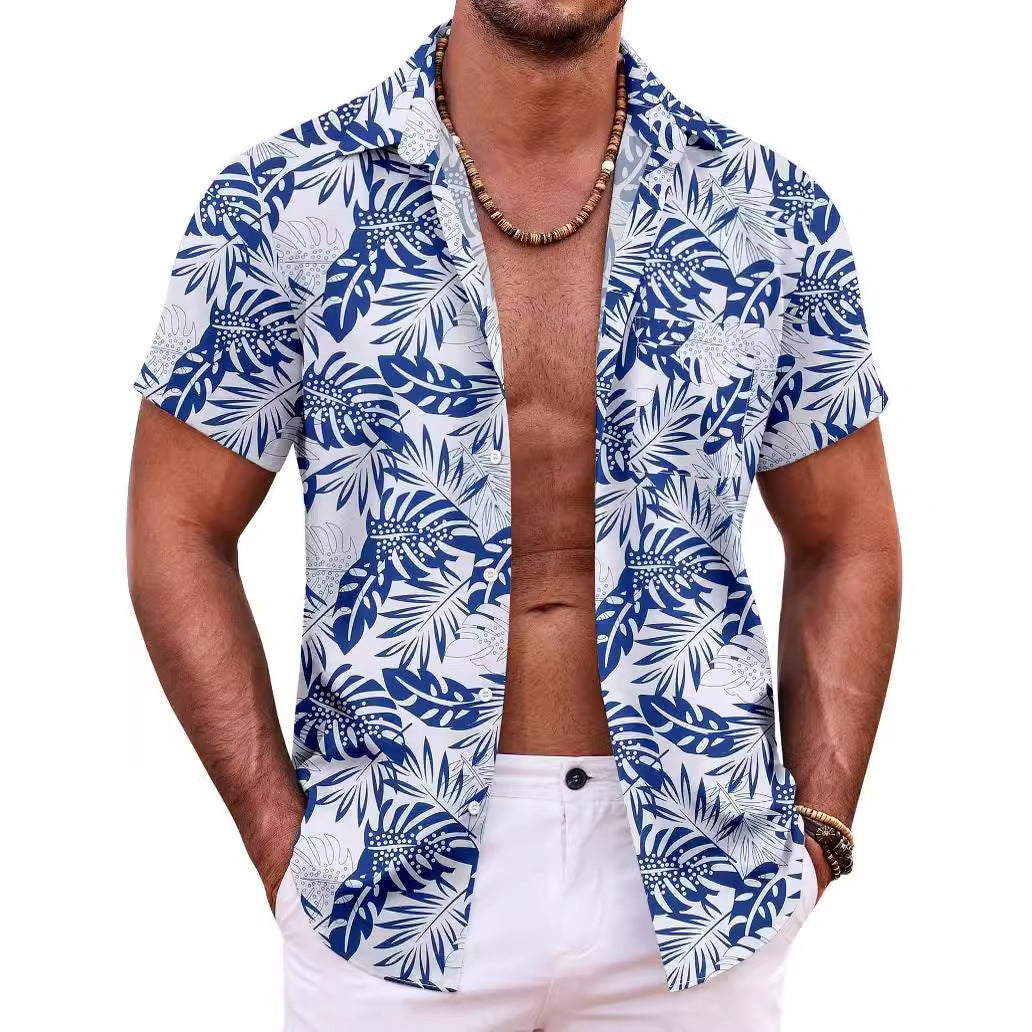 Men's Hawaiian shirt short sleeve button shirt tropical summer beach blouse casual floral Hawaiian shirt
