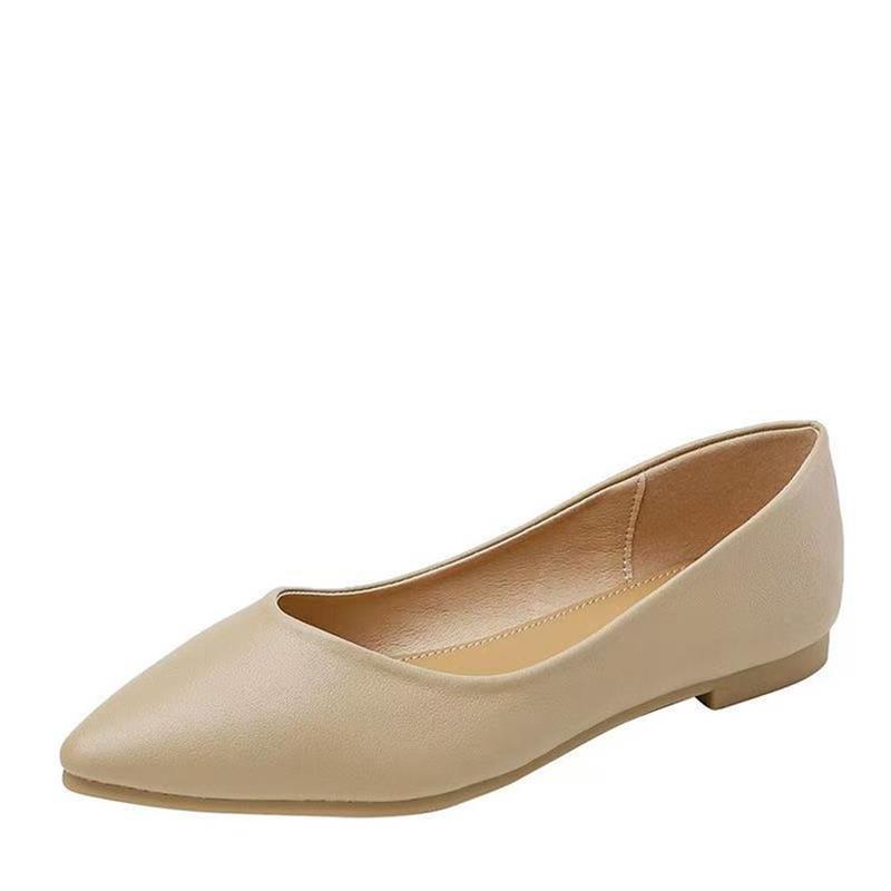 French flat pumps 2025 new spring and autumn pointed gentle fairy lady commuter low-cut work shoes plus size nurse shoes