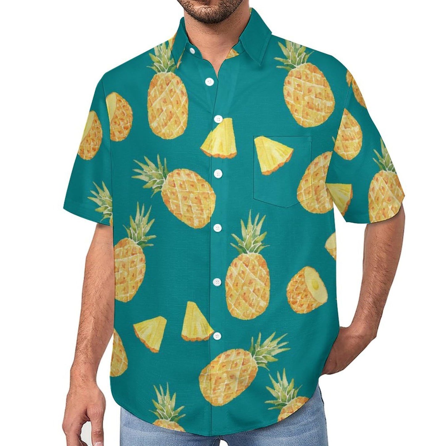 Men's Hawaiian shirt short sleeve button shirt tropical summer beach blouse casual floral Hawaiian shirt