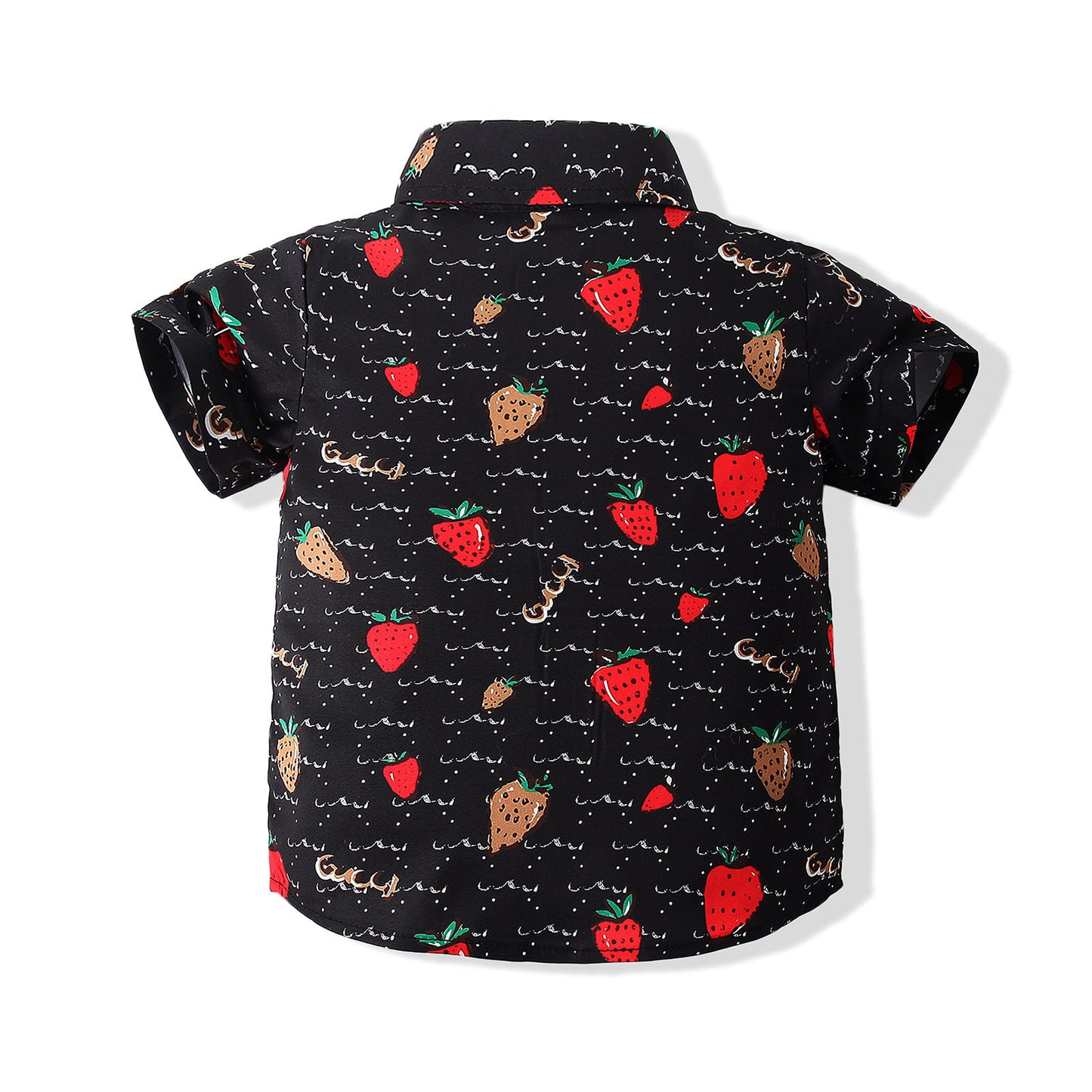 One Piece Summer New Boys Short Sleeve Strawberry Shirt Shorts Suit European And American Bow Tie Two Piece Wholesale