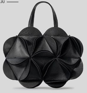 Special-interest design three-dimensional flower handbag high-grade stitching shoulder messenger bag PU trendy women's tote bag