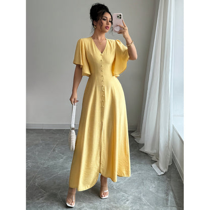 Europe and America cross border 2026 Summer new Amazon AliExpress original women's elegant collar dress women's clothing