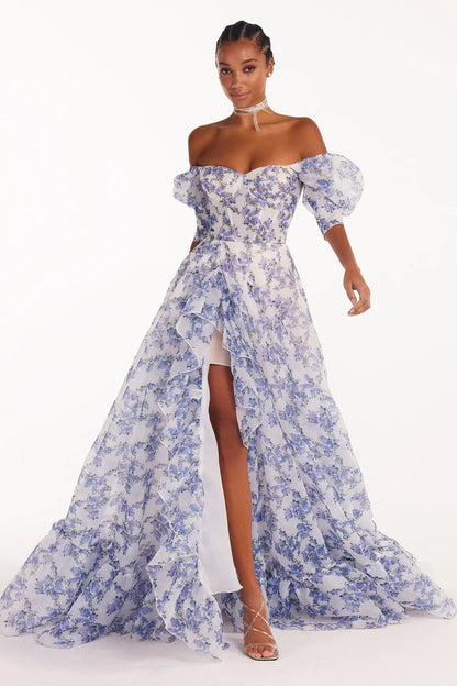 2025 cross-border new arrival off-the-shoulder European and American women's clothing fashion organza Fairy long elegant evening dress dress