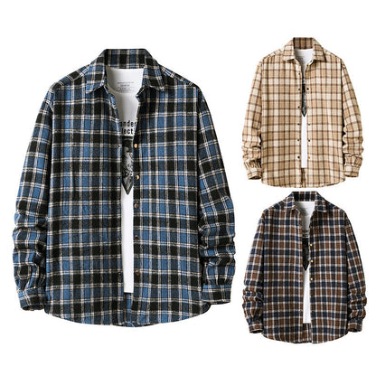 2025 Europe and America cross border Autumn New American flannel plaid shirt men's style coat shirt