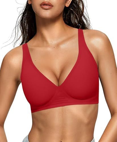 OEAK women's deep V bra wireless comfortable bra support wireless bra T-shirt gathering bra