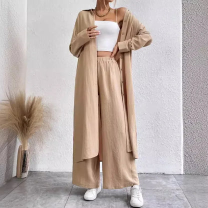 2024 new autumn two-piece women's suit European and American Middle East long shirt two wide-leg pants trousers