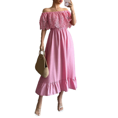 Diyun cross-border European and American elegant elegant A- line Waist Maxi dress women's clothing 2025 summer Amazon independent station