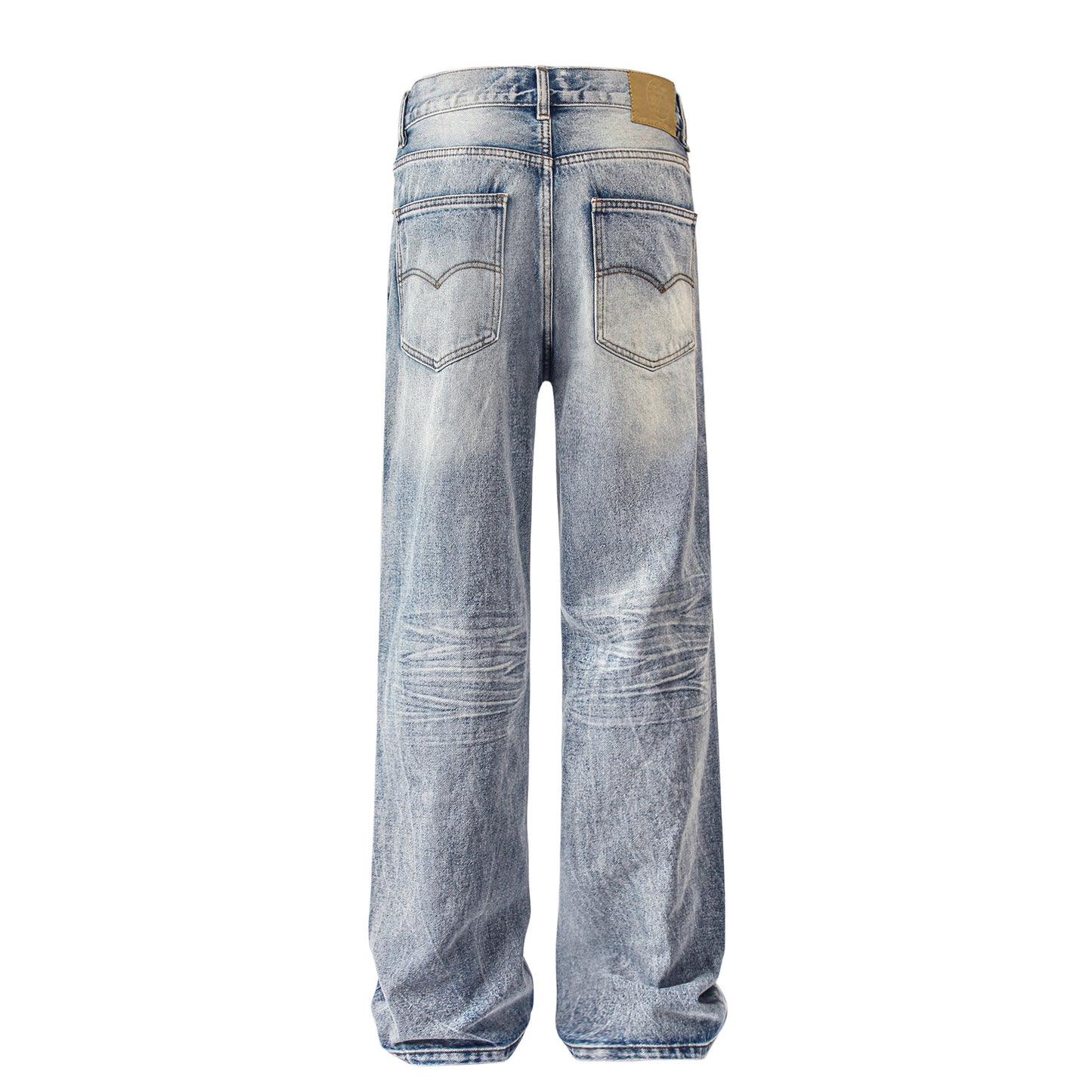 N1004-mankun 2024 American retro street trend worn looking washed-out design straight-through men's denim trousers