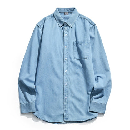 Autumn and Winter new long sleeve shirt men's denim shirt men's shirt trendy men's clothing shirt 8022