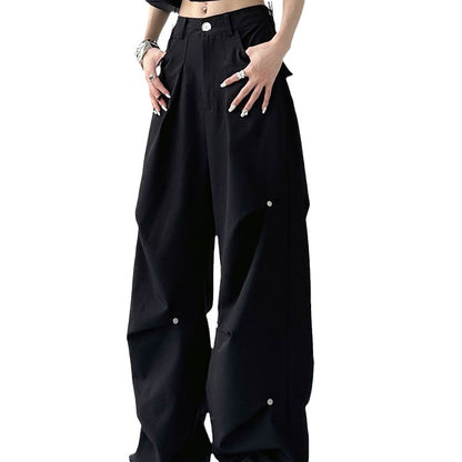 Grey Cargo Pants Men Women Fall American Retro Casual Design