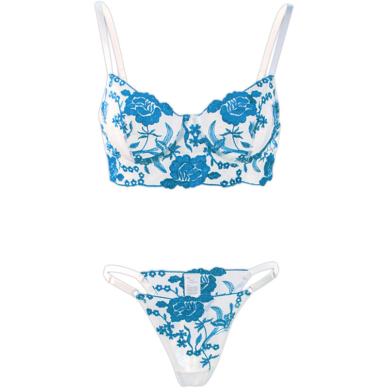 2024 sexy underwear suit mesh transparent sexy underwear two-piece suit with steel ring sexy hot cross-border hot sale