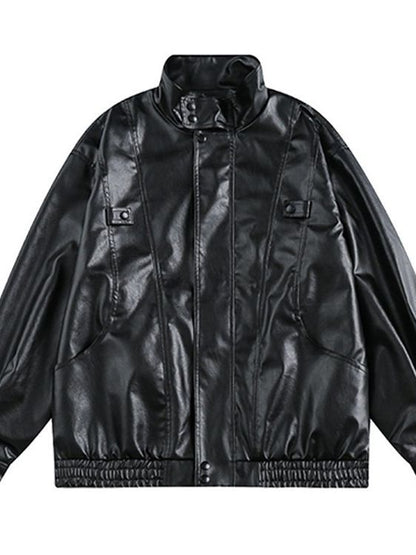 American PU Leather Pilot Jacket for Men Spring Fall Fashion Brand Design