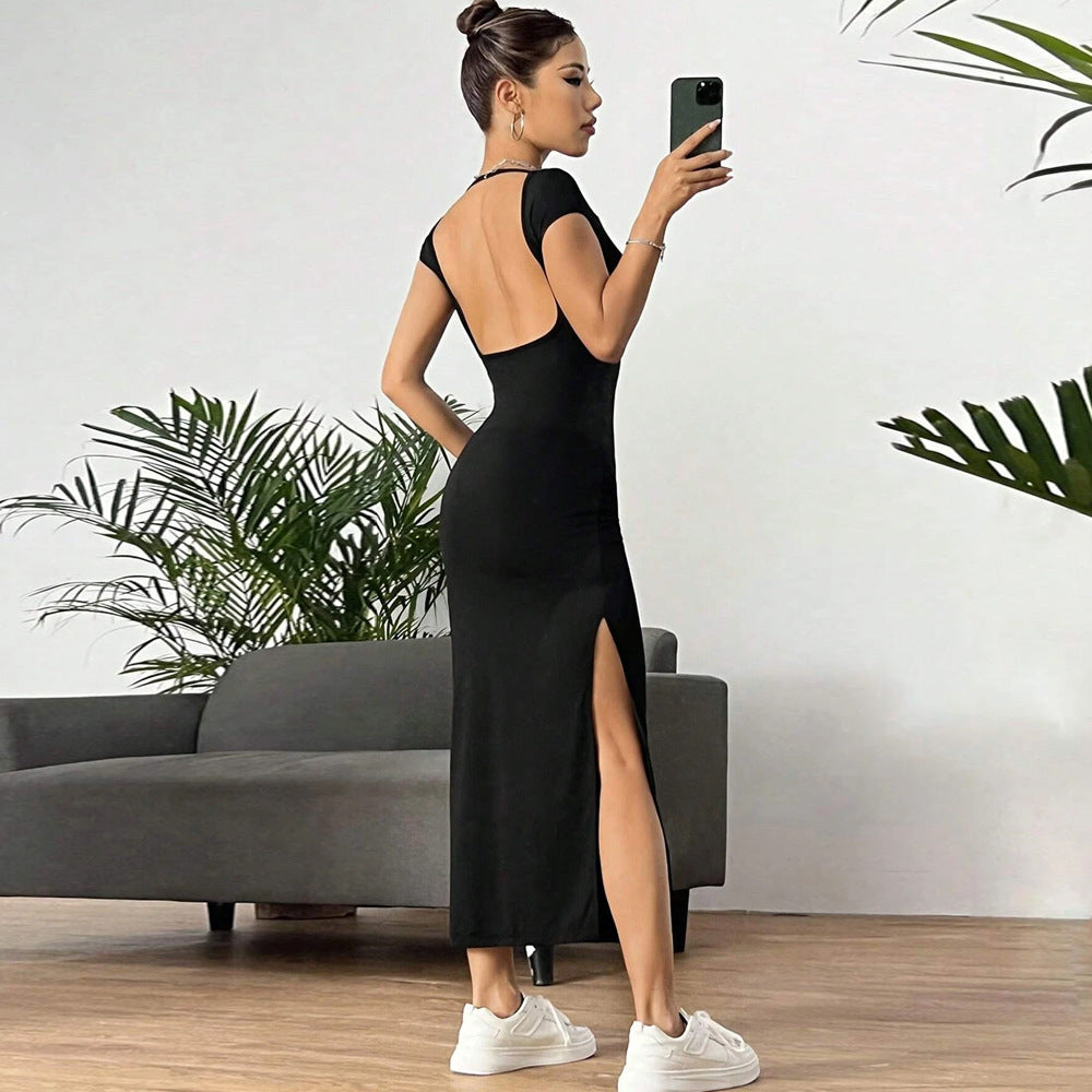 Cross-border Amazon elegant style sleeveless knitted dress summer new mid-waist pullover A- line midi dress for women