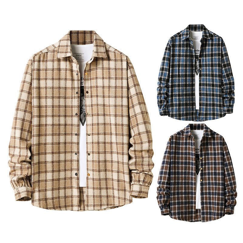 2025 Europe and America cross border Autumn New American flannel plaid shirt men's style coat shirt
