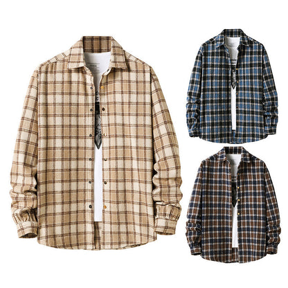 2025 Europe and America cross border Autumn New American flannel plaid shirt men's style coat shirt