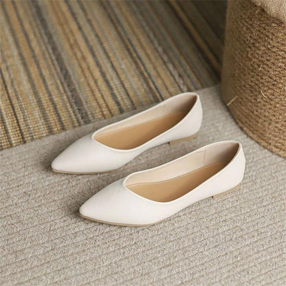 French flat pumps 2025 new spring and autumn pointed gentle fairy lady commuter low-cut work shoes plus size nurse shoes