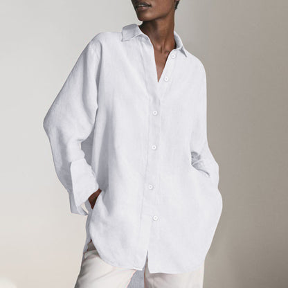 Women's Vintage Button-Down Shirt with Belted Waist Loose Pullover S-5XL|tops