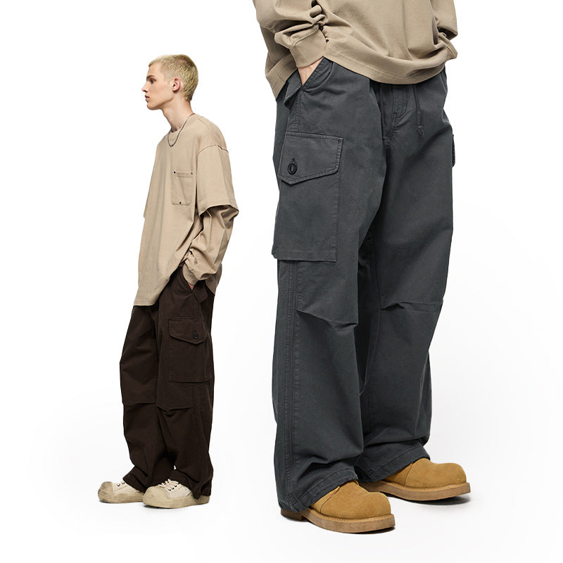 Jie Zhan men's clothing | Azut dyed paratrooper overalls fall 2025 retro Street Tide brand loose parachute pants