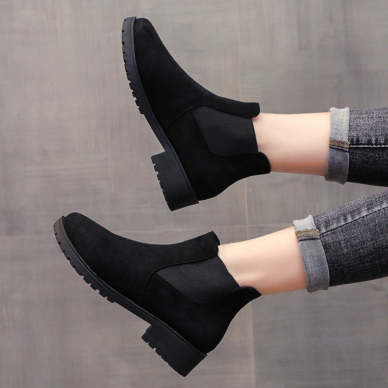 Plus size short boots ankle boots Women's 2025 spring and autumn red new style Martin boots round head chunky heel mid heel elastic foreign trade ankle boots