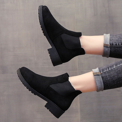 Plus size short boots ankle boots Women's 2025 spring and autumn red new style Martin boots round head chunky heel mid heel elastic foreign trade ankle boots