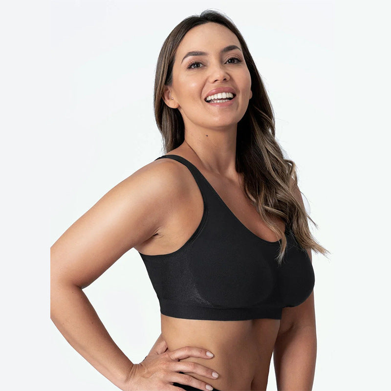 Factory Direct supply cross-border hot plus size bright silk vest body shaping wireless bra female big chest seamless