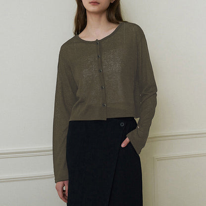 2025autumn knitted cardigan fashionable versatile women's elegant slimming wool round neck Korean style long sleeve top