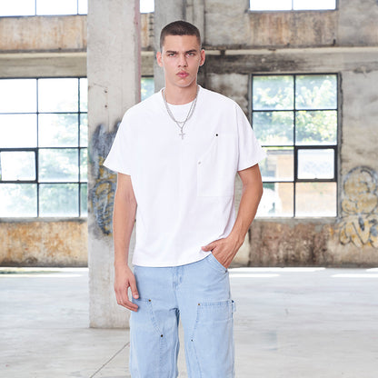 Heavy fashion brand cotton short-sleeved T-shirt men's and women's same fashion solid color T-shirt popular clothes design new top